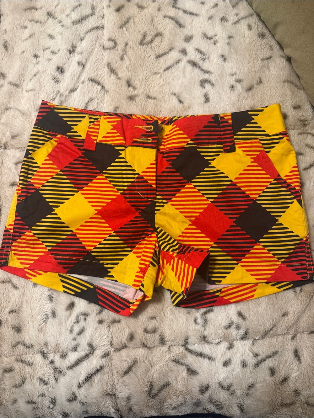 Loudmouth Plaid Golf Shorts in Yellow, Red & Black